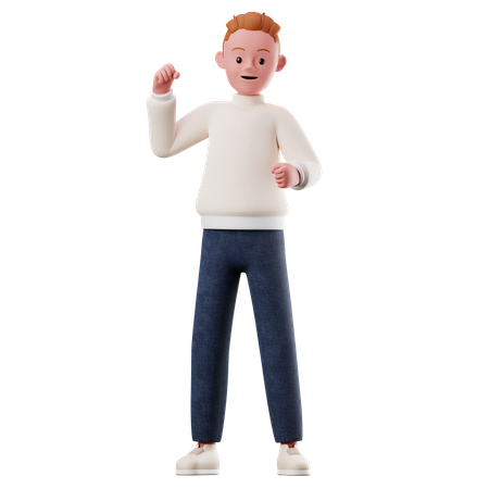 Young Boy Character With Happy Pose  3D Illustration