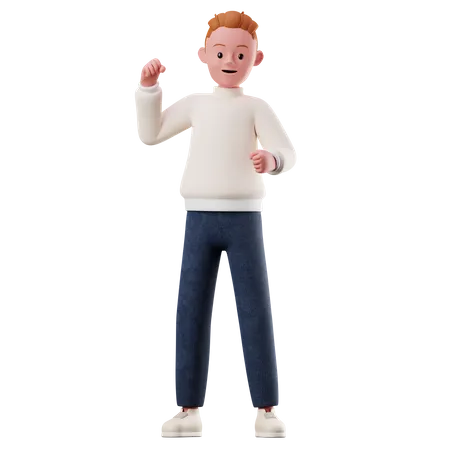 Young Boy Character With Happy Pose  3D Illustration