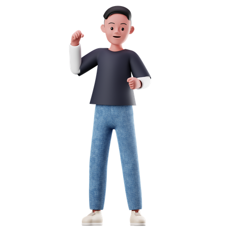 Young Boy Character With Happy Pose  3D Illustration