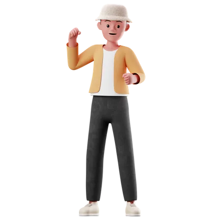 Young Boy Character With Happy Pose  3D Illustration