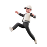 man long jumping pose 3d logo