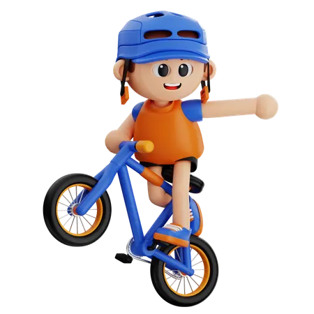 Young Boy Doing Freestyle Cycle Stunt  3D Illustration