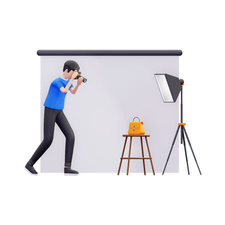 Young boy doing product photography  3D Icon