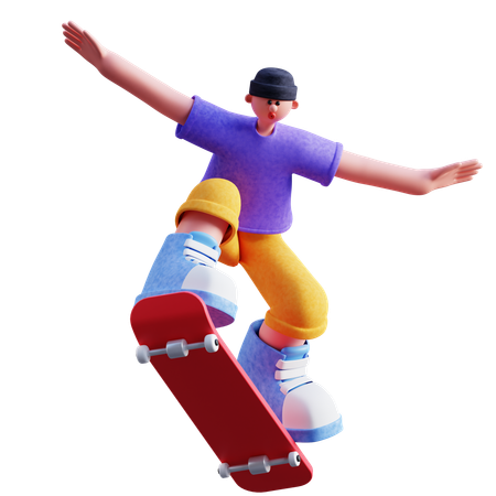 Young Boy Doing Skating  3D Illustration