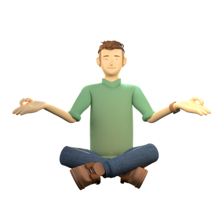Young boy giving meditation pose  3D Illustration