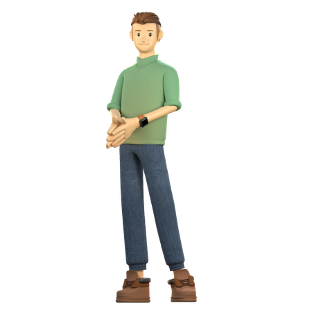 Young boy giving standing pose  3D Illustration