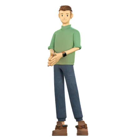 Young boy giving standing pose  3D Illustration