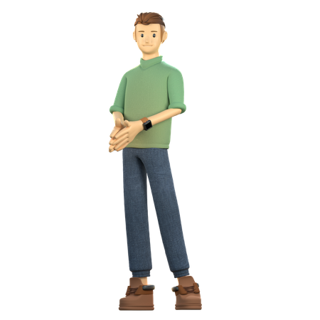 Young boy giving standing pose  3D Illustration