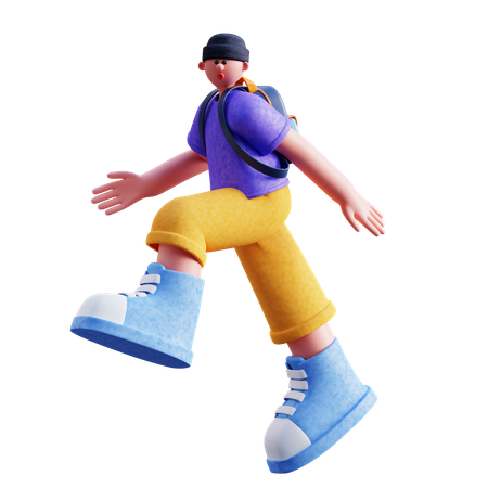 Young Boy Going To School  3D Icon