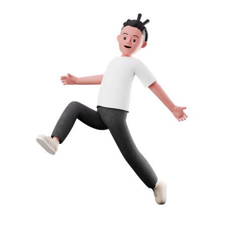 Young Boy Happily Jumping In the air  3D Icon
