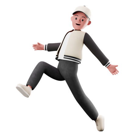 Young Boy Happily Jumping In The Air  3D Icon