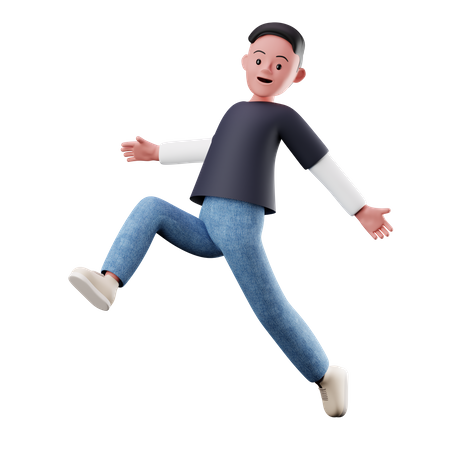 Young Boy Happily Jumping In The Air  3D Icon