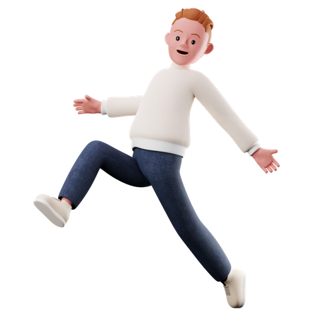 Young Boy Happily Jumping In The Air  3D Icon