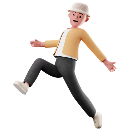 Young Boy Happily Jumping In The Air  3D Icon