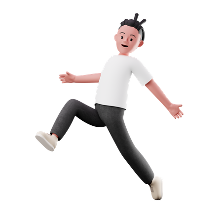 Young Boy Happily Jumping In the air  3D Illustration