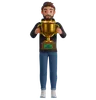 Young boy holding trophy