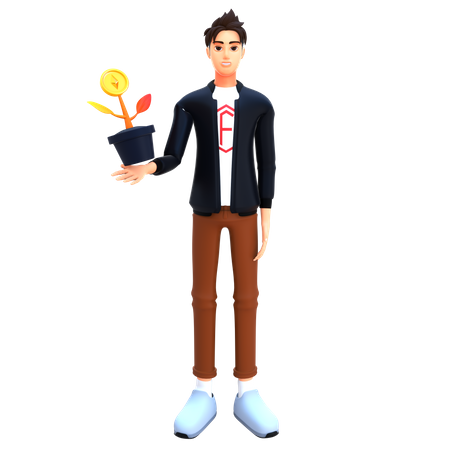 Young boy investing in ethereum crypto  3D Icon