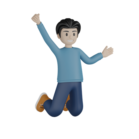 Young boy jumping  3D Illustration