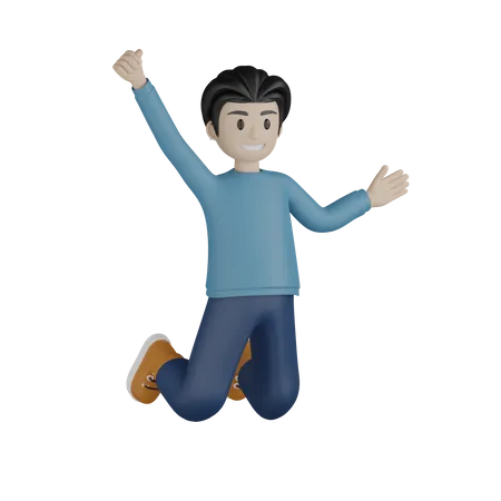 Young boy jumping  3D Illustration