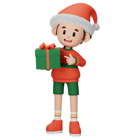 Young boy Pointing Gift  3D Illustration