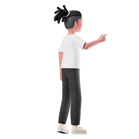 Young Boy Pointing the Presentation Pose  3D Illustration