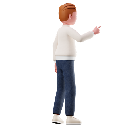 Young Boy Pointing The Presentation Pose  3D Illustration