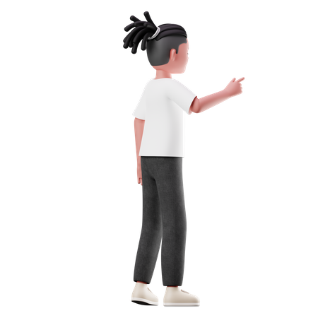 Young Boy Pointing the Presentation Pose 3D Illustration