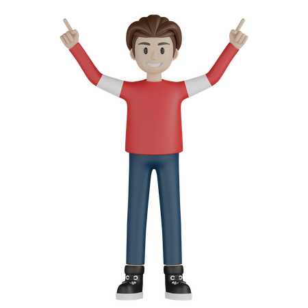 Young boy pointing up  3D Icon