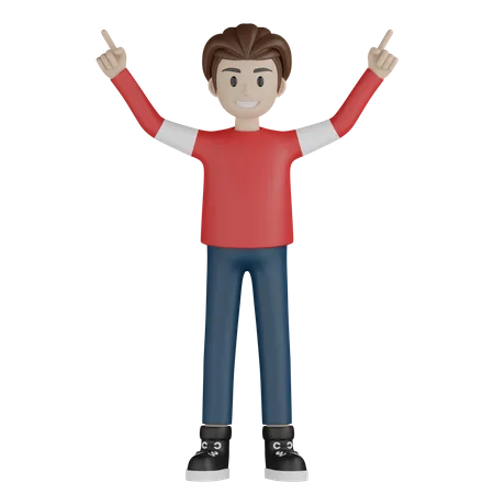Young boy pointing up  3D Icon
