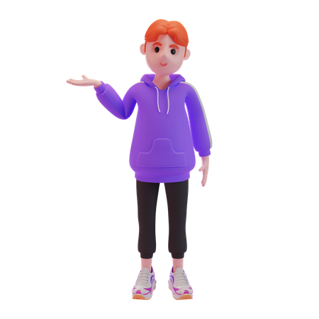 Young boy presenting something  3D Illustration