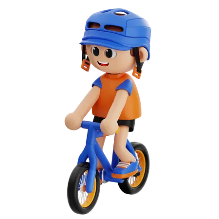 Young Boy Riding Cycle  3D Illustration