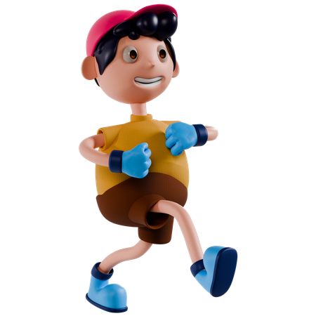 Young Boy Running  3D Illustration