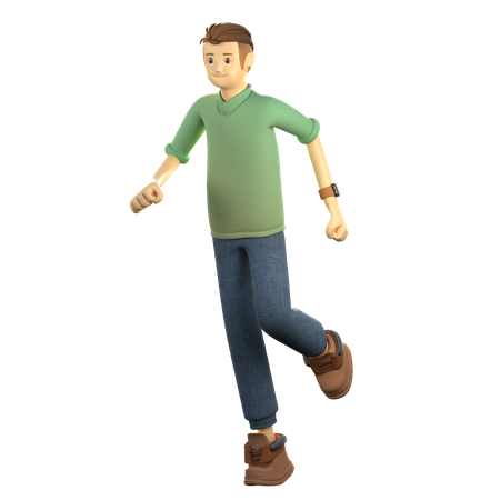 Young boy running  3D Illustration