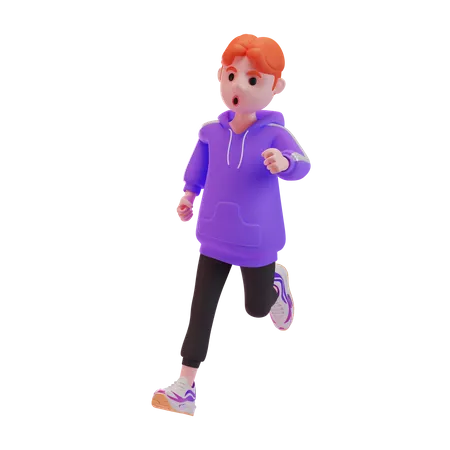 Young boy running 3D Illustration