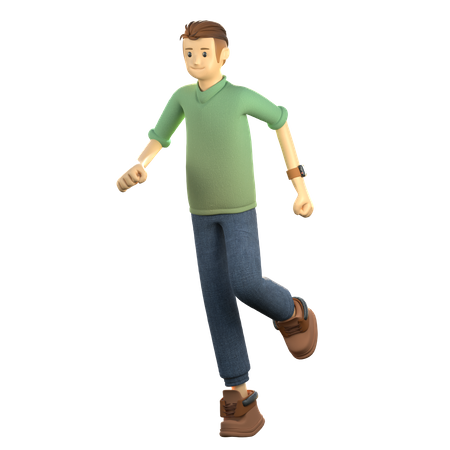 Young boy running 3D Illustration