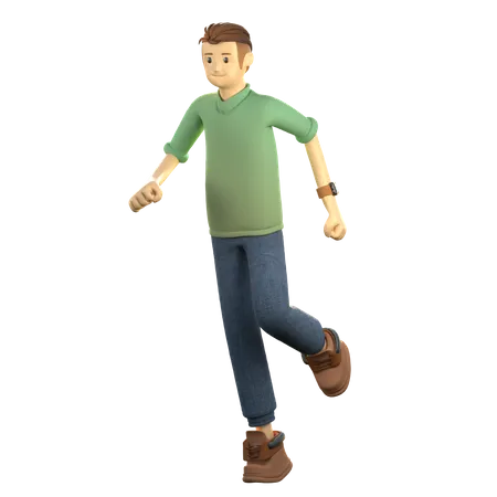 Young boy running  3D Illustration