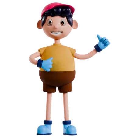 Young Boy Showing Right Thumbs Up  3D Illustration