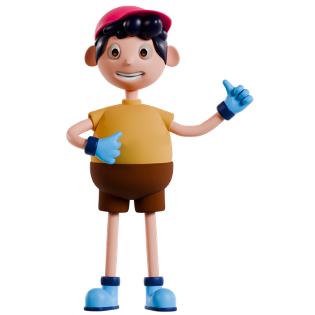 Young Boy Showing Right Thumbs Up  3D Illustration