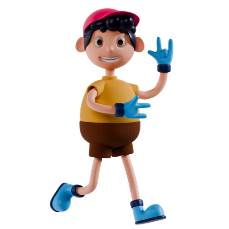 Young Boy Showing Rock Hand Gesture  3D Illustration