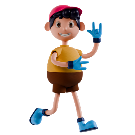 Young Boy Showing Rock Hand Gesture  3D Illustration