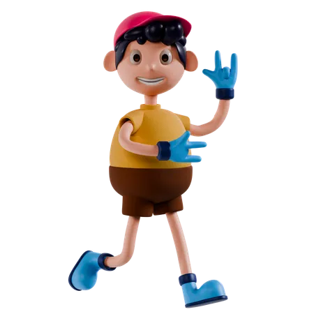 Young Boy Showing Rock Hand Gesture  3D Illustration