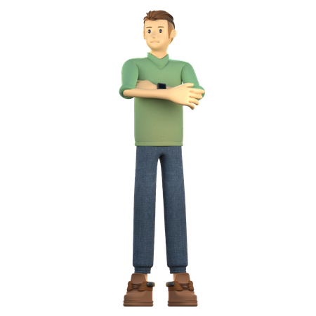 Young boy standing confidently  3D Illustration