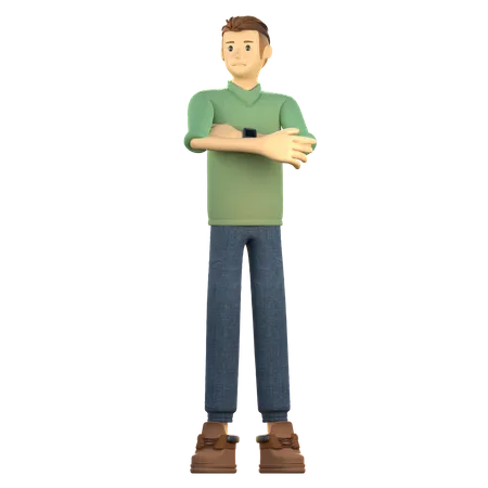 Young boy standing confidently  3D Illustration