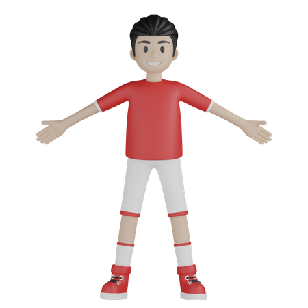 Young boy standing with open hands  3D Illustration