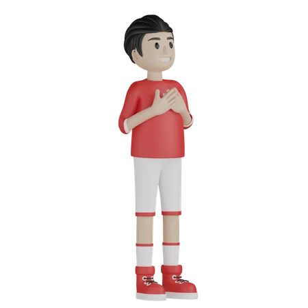 Young boy waiting for result  3D Illustration