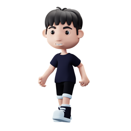 Young Boy walking  3D Illustration