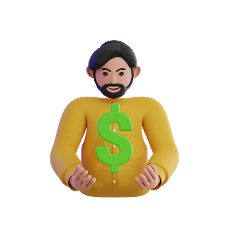 Young boy with dollar sign  3D Icon