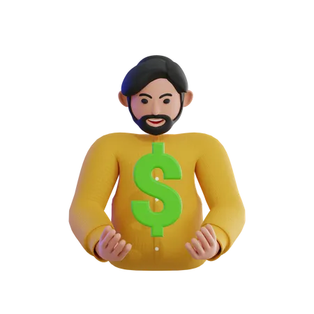 Young boy with dollar sign  3D Icon