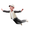 3d man flying pose logo