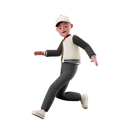 Young Boy With Running And Jumping Pose  3D Icon